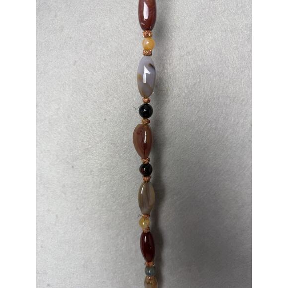 Multicolor Polished Stone Beaded Long Necklace - Picture 4 of 6